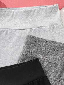 SHEIN Leap Crew 適合春夏季的青少年女孩簡約心形圖案打底褲 - 彩色 - 查看 3