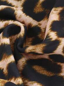 Swim Vcay 2pcs Valentine's Women's Summer Beach Sexy Leopard Print Drawstring Strap Thong - Black - View 6