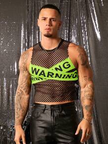 FeverCity Men's Mesh Round Neck Sleeveless Tank Top, Suitable For Summer - Mint Green - View 1