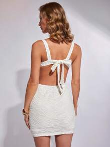COSMINA Abito mini elegante da donna per vacanze e spiaggia in beige, abito da festa da cocktail per donna - Albicocca - Visualizzare 2