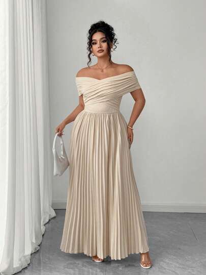  Váy Bandeau hở vai nhún eo Elenzga, mùa hè, cỡ lớn dành cho nữ, váy tốt nghiệp thanh lịch lãng mạn