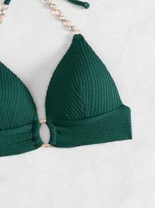 Swim Vcay Women's Solid Color String Bikini Top, Sexy Halter Style For Summer Beach