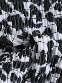 Swim Vcay Beach Halter Tankini 2 Pieces Swimwear Set, Random Print For Summer Beach Vacation - Black and White - View 4