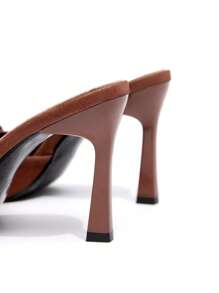 CUCCOO CHICEST New Fashionable Versatile Rhinestone Bowknot Strap Stiletto High Heel Sandals - Rust Brown - View 5