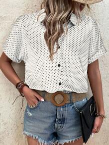 EMERY ROSE قميص كاجوال عصري مطبوع بنقاط متناثرة في كل مكان