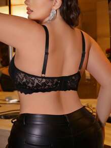 SHEIN 大码内衣文胸和无钢圈内衣文胸，简约时尚，适合夏季 - 黑色 - 查看 2