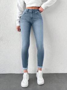 EURMUSE Women's Slim Fit Casual Versatile Denim Jeans With Pockets - Light Wash - View 6