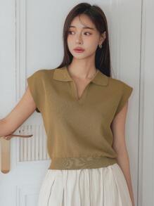 Dazy-Less Business Casual Short Sleeve Pullover Knit Sweater For Women Old Money Style