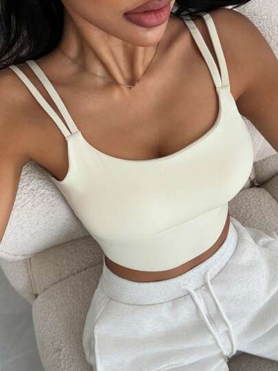 Dazy Kids Short Solid Color Sports Snug Fit Camisole For Teenage Girls