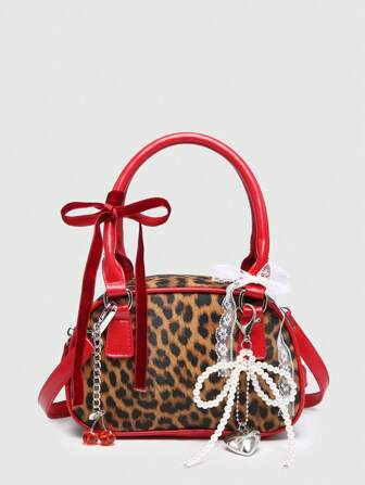 Borsetta mini da donna in stile balletto carina con decorazione perla e fiocco a ciliegia