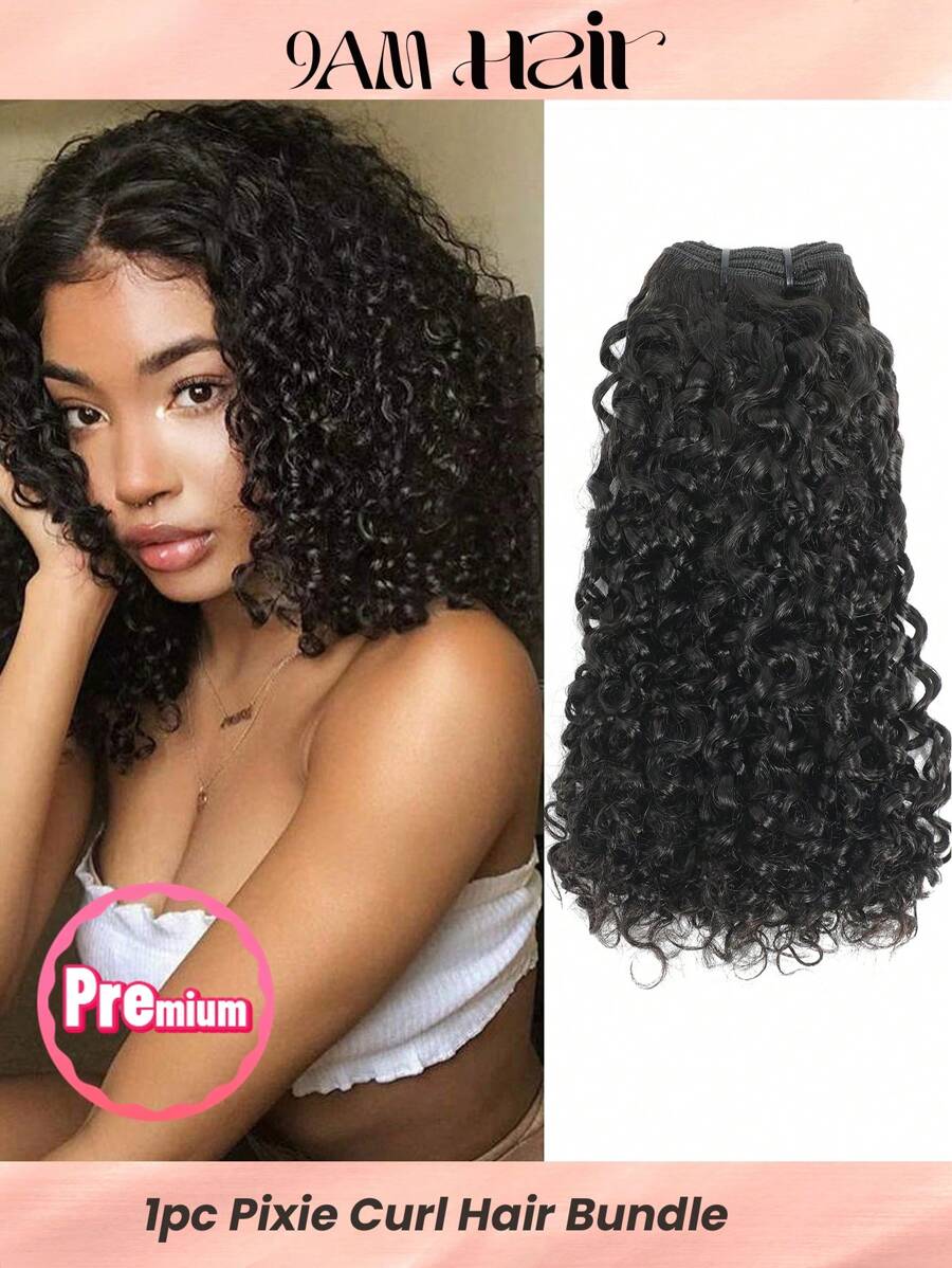Pixie Curl Super Double Drawn Hair Bundles Natural Black Color Raw Virgin Cuticle Aligned Full End Human Hair One Hair Donor 12a Grade SSD - Natural Black - View 1