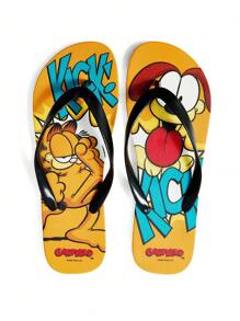 GARFIELD | SHEIN 时尚可爱的卡通 PVC 人字拖，带有猫和狗图案，适合户外、日常、海滩和度假穿着 - 彩色 - 查看 4