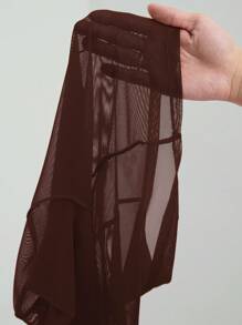 SHEIN Tall Áo cánh lưới xuyên thấu gợi cảm tay dài màu trơn cho nữ - màu nâu - Xem 8
