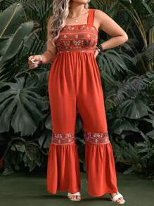 Breezaya Mono con estampado floral y volantes en los tirantes para mujeres de talla grande, ideal para vacaciones