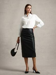 Briarwyn 女士休闲百搭纯色衬衫夏季女装海滩度假装商务休闲女装 - 白色 - 查看 6