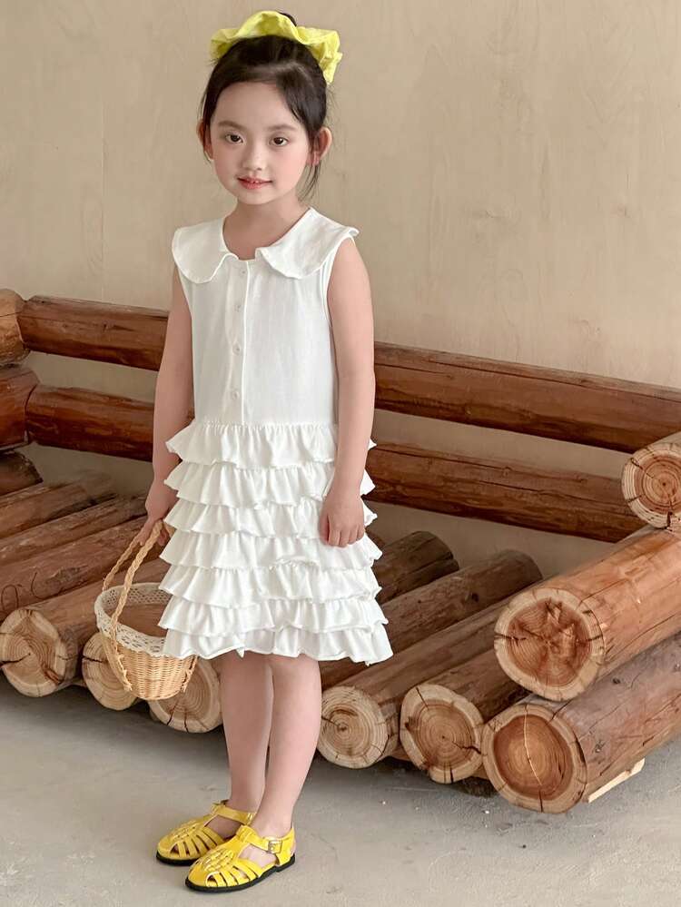 Young Girl Sleeveless Collared Dress, Summer
