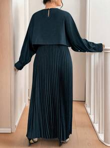 SHEIN Unity 大码女式优雅二合一褶饰腰部下摆连衣裙