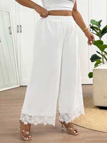 SHEIN Frenchy Plus Size Solid Color Casual Pants, Fashionable Suitable For Summer - White - View 1
