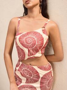 BY FELIZIA 女式复古假日印花镂空环腰高性感开衩长裙夏季海边度假沙滩装性感长裙 - 彩色 - 查看 4