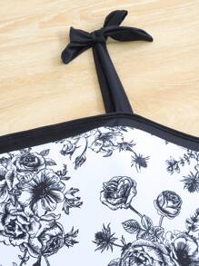 1件少女随机印花连体泳衣