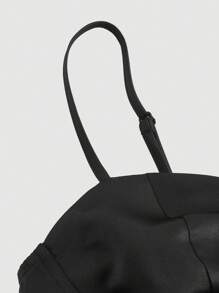 SHEIN MOD Women Black Spaghetti Strap Mesh Panel Midi Party Dress - Black - View 3