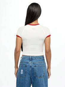 SUMWON WOMEN Camiseta corta de verano estilo retro con estampado de corazón y texto "J'aime Paris" en francés. Prenda casual de manga corta, ideal para festivales, viajes y uso diario.