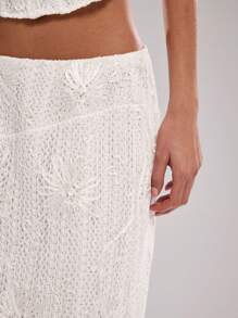 SHEIN BAE Saia feminina minimalista lisa em linha A, adequada para o verão - Branco - Ver 3