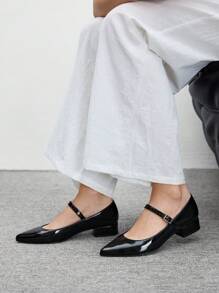 CUCCOO BIZCHIC New Pointed Toe Women High Heel Shoes With Bow, Color Blocking & Rivets, Elegant French Style For Christmas - Black - View 4