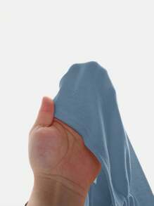 SHEIN Girlism Ribbed Knit One Shoulder Ruched Fitted Casual Solid T-Shirt For Teen Girl - Dusty Blue - View 5