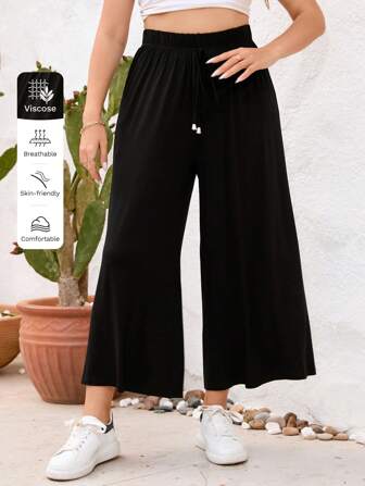 SHEIN Essnce Hose mit weiten Beinen, Taillenband,