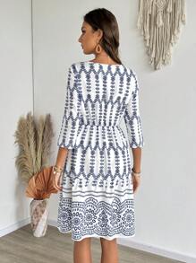 EMERY ROSE Đầm cổ tròn tay ngắn in họa tiết cho nữ, tối giản & thời trang, phù hợp cho mùa hè - Nhiều màu - Xem 2