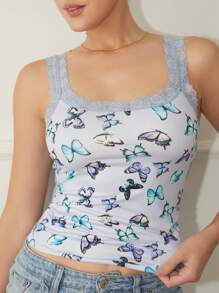 Comfortable Lace Patchwork Camisole For Women, Fashion Design - Medium Wash - View 4