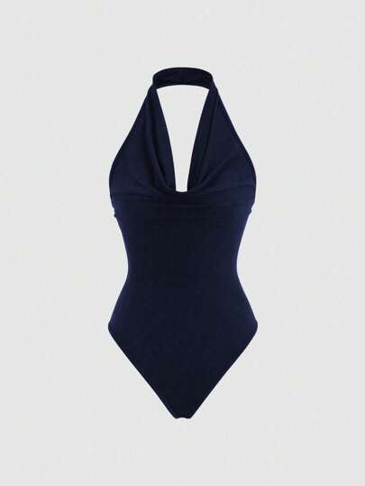 Sweetra Body casual de mujer con escote drapeado