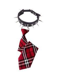 ROMWE Grunge Punk 1pc Gothic Punk Studded Necktie, Subculture Fashion Accessory For Women - Black - View 2