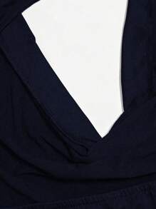 Sweetra 女士休闲垂坠领紧身衣 - 藏蓝色 - 查看 3