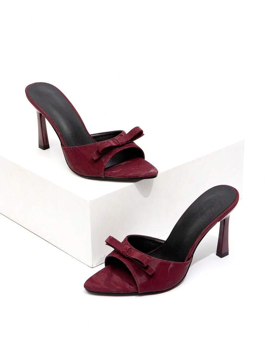 CUCCOO CHICEST New Fashion Versatile Rhinestone Bow Strap Thin Heel High Heels Sandals - Purple - View 1