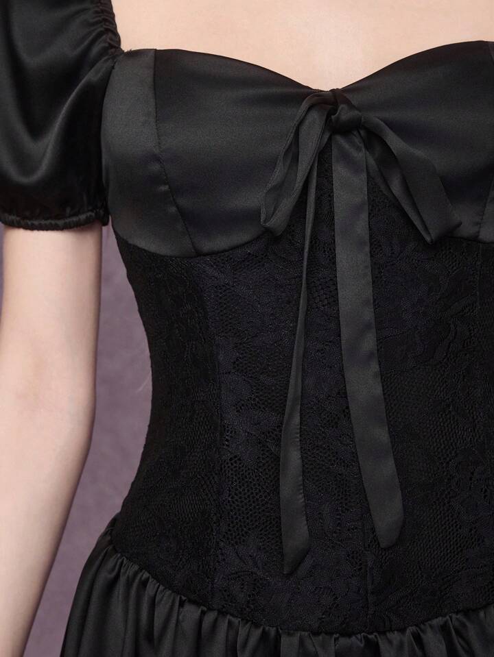 Is That The New Goth Summer Clothes Gothic Style Ruffle Hem Bowknot Mini Dress For Women ??| ROMWE UK