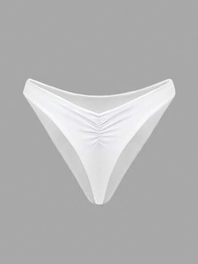 Swim Basics Faldas de bikini plisado con cintura en V para mujer de playa de verano