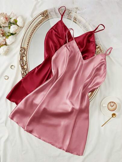 LuxeNights Vestido sin mangas de seda artificial de unicolor elegante, talla grande, para vacaciones