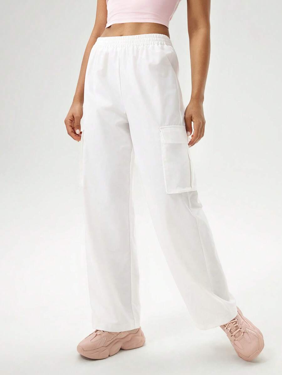 Hanevo Quần màu trơn thông thường hàng ngày của phụ nữ - trắng - Xem 1