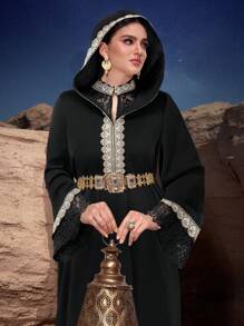 Al Najma Women's Simple Fashionable Arabic Style Dress, Suitable For Summer, Modest - Black - View 3