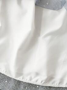 SHEIN LUNE Plus Size Women Off Shoulder Gradient Sequined Chiffon & Mesh A-Line Midi Dress For Party - Black and White - View 4