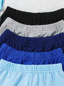 SHEIN Bộ 2 áo thun tay ngắn cổ tròn màu trơn thường ngày cho bé trai mới biết đi và quần short, gói 5 chiếc, đa năng để mặc hàng ngày, mùa hè - Nhiều màu - Xem 5