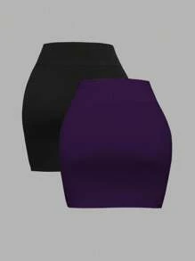 Calvaya Plus Size Solid Color A-Line Skirt, Minimalist Fashion Suitable For Summer