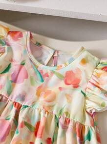 SHEIN 年轻女孩花卉盖袖中长连衣裙 - 彩色 - 查看 8