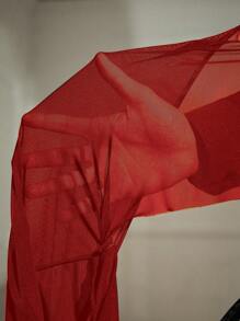 Swim SXY Đầm ngắn hở lưng cổ chữ V màu trơn gợi cảm cho kỳ nghỉ của phụ nữ - Đỏ - Xem 6