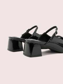 CUCCOO DOLLMOD Square Toe Thick Heels Fashion Minimalist Ladies' High Heels, Sweet Vintage College Style For Summer Vacation Outfit - Black - View 8