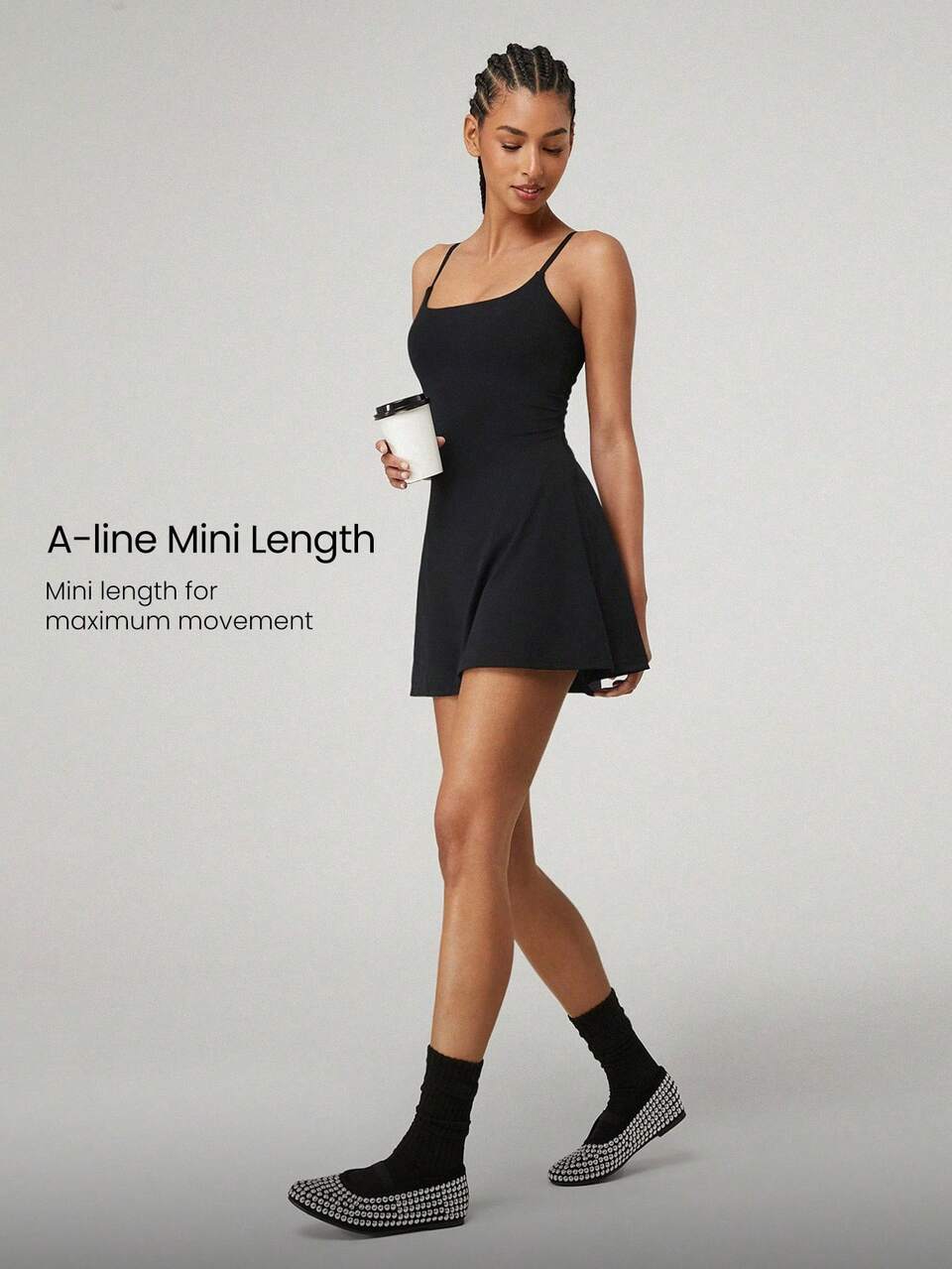 FeatherFit™-Luftausschnitt Knoten Mini-Kleid schnelltrocknend feuchtigkeitsableitend