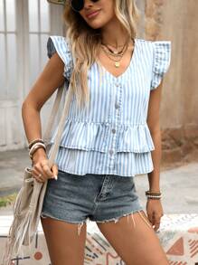 Breezaya Women's Denim Doll-Shaped Sleeveless Top, Minimalist And Fashionable, Suitable For Summer - Light Wash - View 3