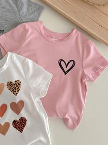 SHEIN Happikins 3pcs Baby Girl Casual Simple Short Sleeve Round Neck Top, Suitable For Summer - Multicolor - View 5